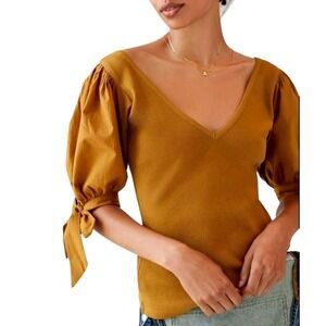 Maeve Anthropologie Puff-Sleeved Blouse Top - Size Large